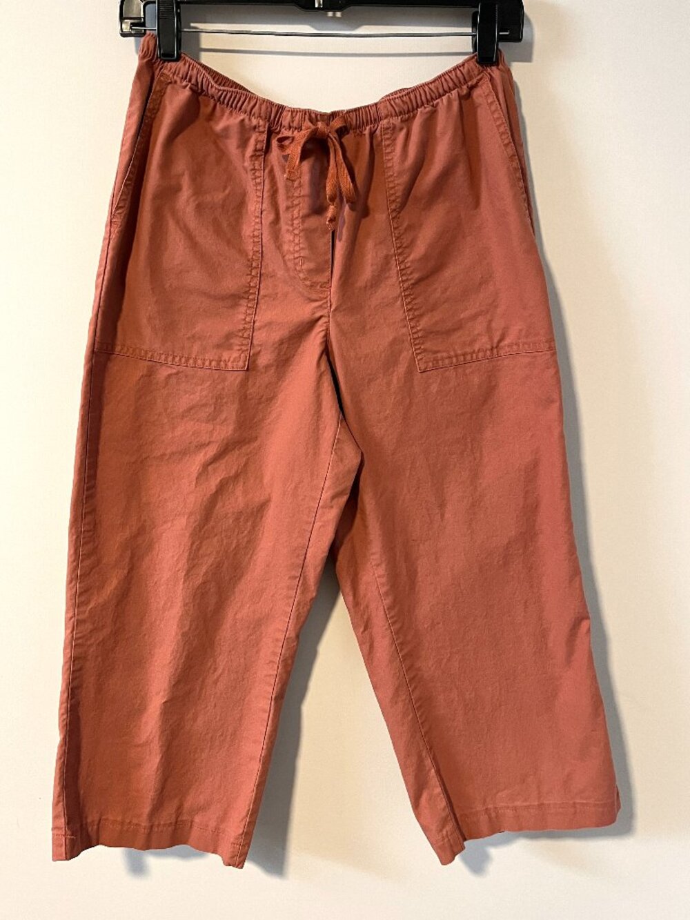 LL Bean Capris Womens XS Petite 100% Cotton Rustic Orange Wide Cropped Pants